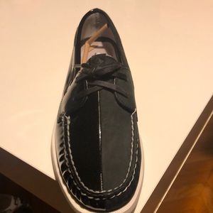 Sperry Authentic Black on Black leather Boat Shoes